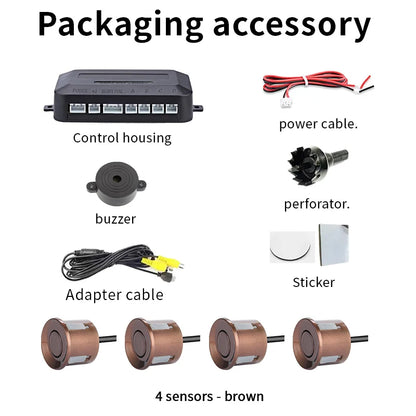 Rear View Parking Sensor System 4 Waterproof Sensors 22mm AHD/CVBS Compatible Display Car Safety Radar For Vehicle Truck Van RV