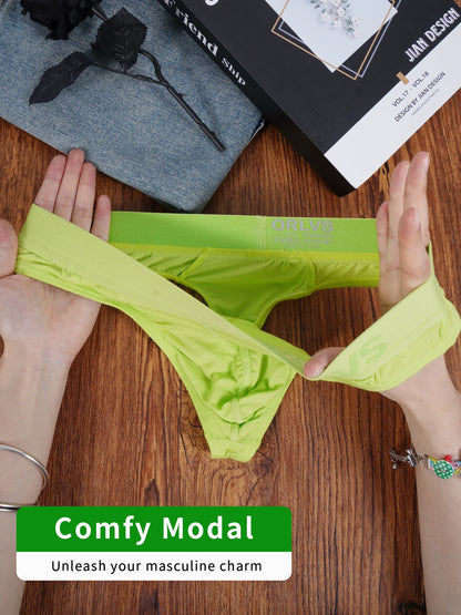 Men's ORLVS Ice Silk Modal Thongs Soft Breathable Low Rise Comfortable Underwear