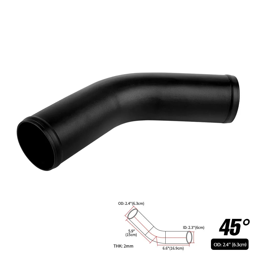 0/45/90 Degrees Type Aluminum Tube Universal 51 63 76mm 2 2.5 3inch Cold Air Intake Pipe Racing Car Turbo High Flow Silver Balck