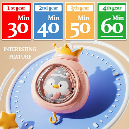 Penguin crib ornament with interactive music and lights – promotes children's brain development, multi-functional rotating toy