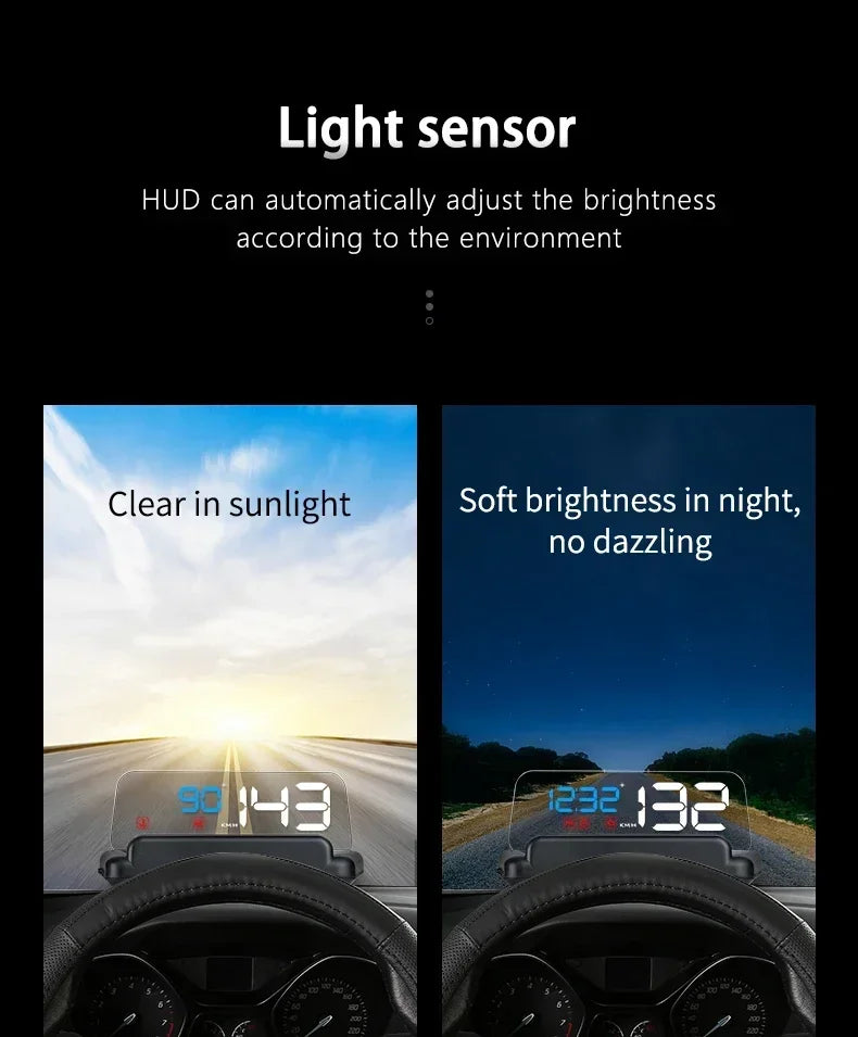C500 BLUE OBD /T900 GPS HUD Gauge Display Car Head Up Display LCD Car Turbo Gauge Digital Odometer Universal Speed On-board Comp