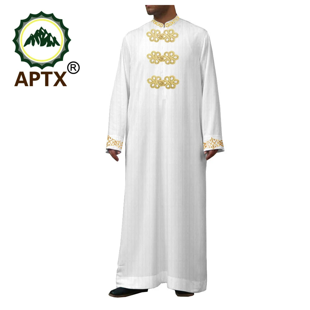 African Clothes for Men Muslim Robe Single Breasted Loose Abaya Casual Fashion Tailor Made Event Church Wedding Wear T2014010