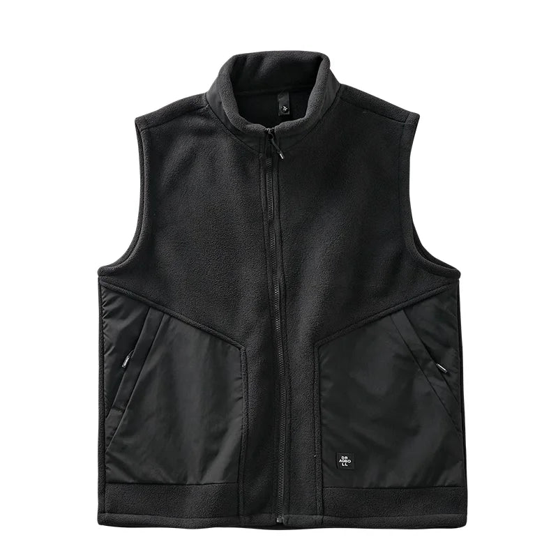 DUKEEN Men's Fleece Vest 2024 Winter New Sleeveless Warm Stand Collar Jackets Basic Men's Chlothing