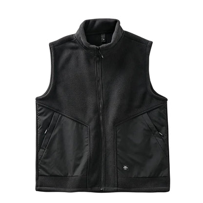 DUKEEN Men's Fleece Vest 2024 Winter New Sleeveless Warm Stand Collar Jackets Basic Men's Chlothing