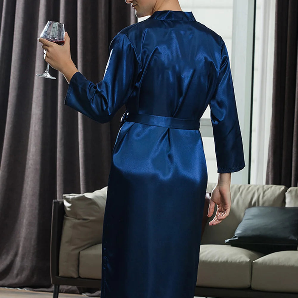 Groom Robe Embroidery Satin Soft Home Bathrobe Nightgown For Men Casual Kimono Groomsman Wedding Party Sleepwear Plus Size 3XL