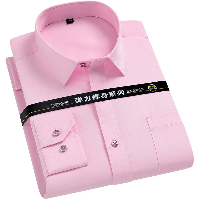 Men's Shirt Long Sleeve Stand-collar (Mandarin Collar) Single Patch Pocket Smart Casual Regular-fit Business Office Dress Shirts