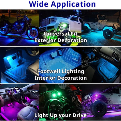 LED Portable Party Lights Remote Control Wireless Lighting Rechargeable Car Footwell Light Under Glow Kit Accessories Gift