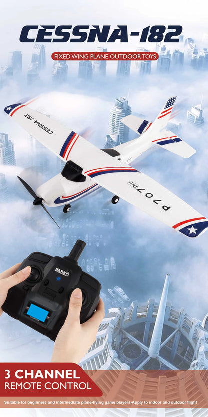Parkten RC Airplane P707G PRO LCD Version 2.4G 3D/6G With Gyro 3Ch Fixed Wing Plane Outdoor Toys Drone RTF CESSNA 182 Glider