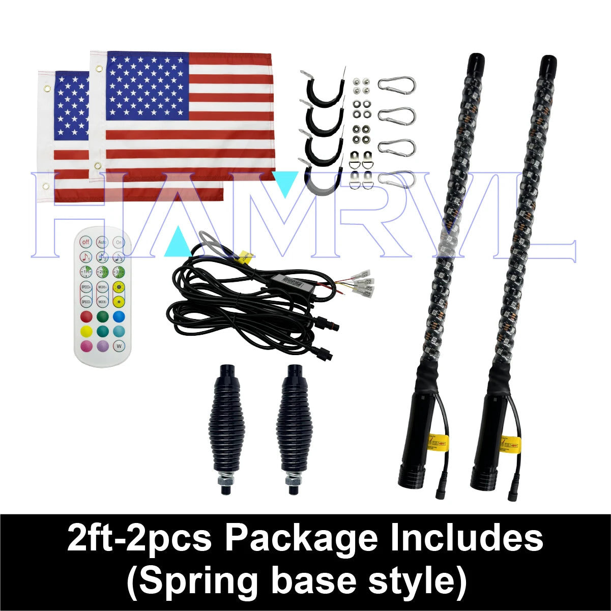 1/2 PCS 2/3/4FT LED Whip Lights RGB Waterproof Multi-Color Flagpole Lamp Bowlight for Offroad Sand Rails Buggies SxS ATV/UTV RZR