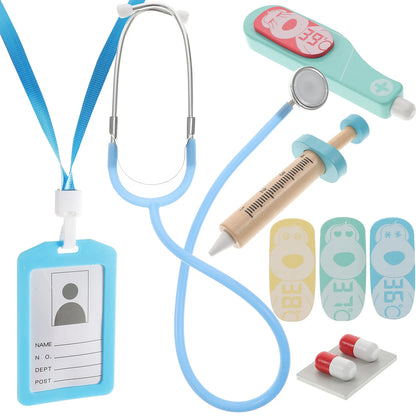 1Set Stethoscope Kid Doctor Kit High-Grade Wood Metal Pretend Play Role Play Set Children Learning Gift Doctor Kit for Kids