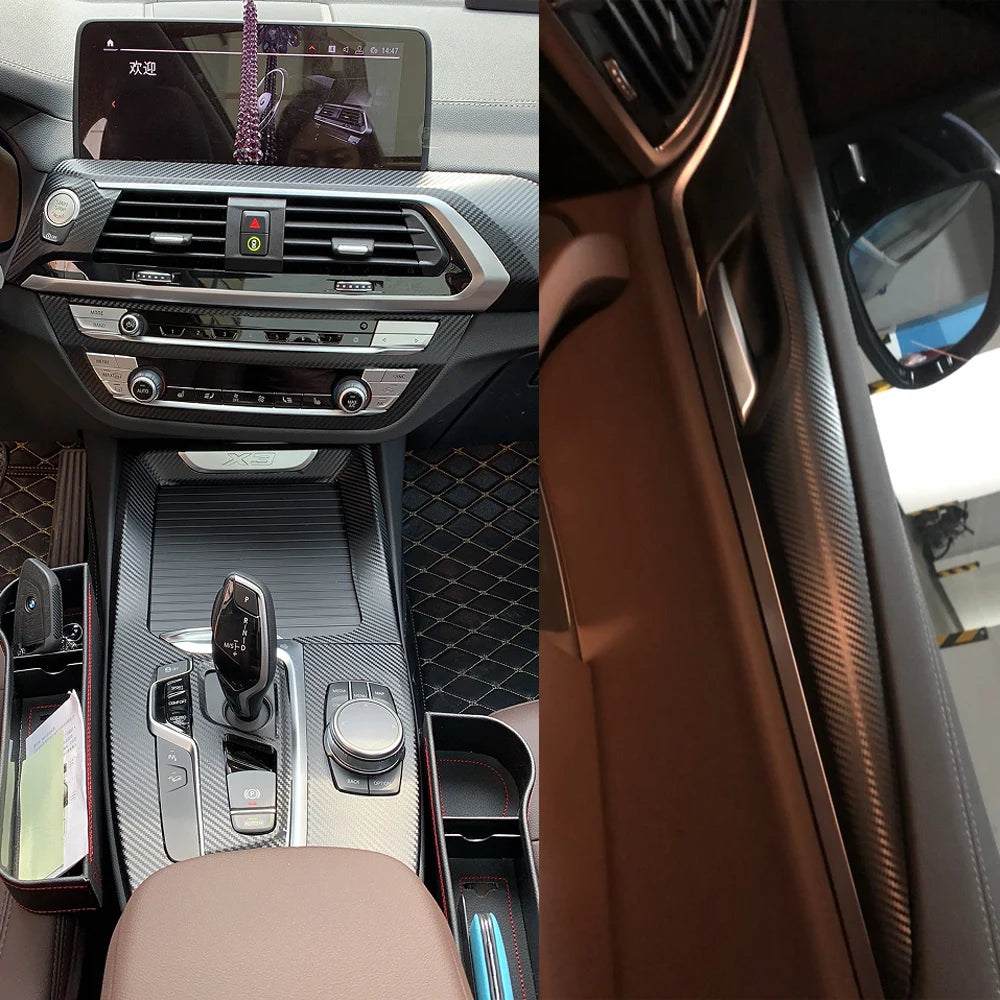 For BMW X3 X4 G01 G02 2018-2020 Interior Central Control Panel Door Handle Carbon Fiber Stickers Decals Car styling Accessorie