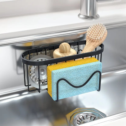 1PC No-Drill Wall-Mounted Stainless Steel Sponge Holder with Strong Suction Cup for Kitchen Sink Organizer