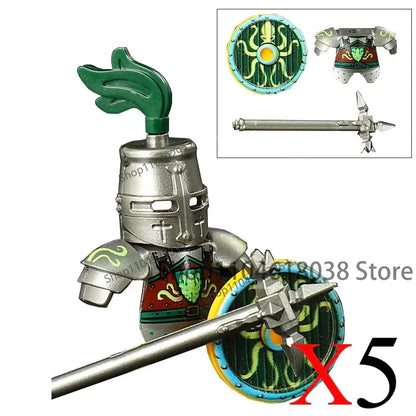 Green Dragon Raven Knights Shield Action Figures MOC Medieval Ancient Knights Scene Building Block Creative Toys for Children
