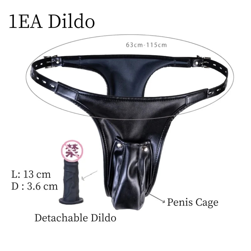 Erotic Bondage Harness Panties with No Vibration Silicone Dildo Vaginal Anal Plug for Women Intimate Strap-on Chastity Pants