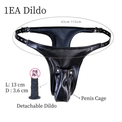 Erotic Bondage Harness Panties with No Vibration Silicone Dildo Vaginal Anal Plug for Women Intimate Strap-on Chastity Pants