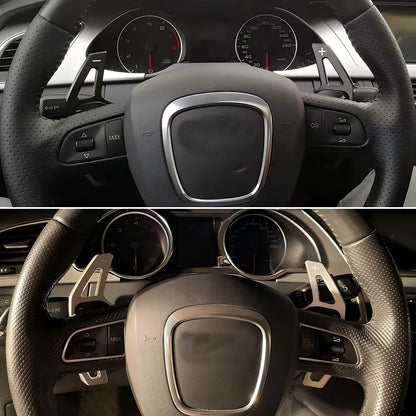 2Pcs Steering Wheel Paddles Extension Shifters For Audi A4 B8 A3 8P S3 A5 A6 S6 C6 Q5 A8 R8 TTS MK2 8J Avant DSG Car Styling