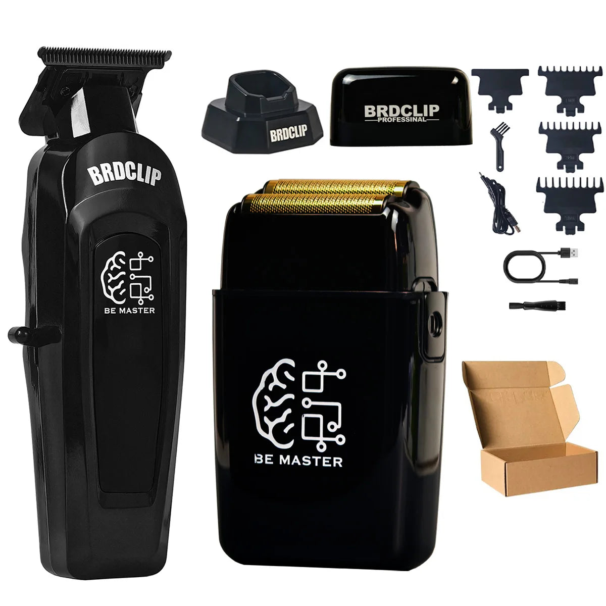 BRDCLIP High Power Professional Barber 2PC Set 8000rpm Shaver Sculpting Salon Hair Trimmer Ceramic Blade Clipper Finish Machine