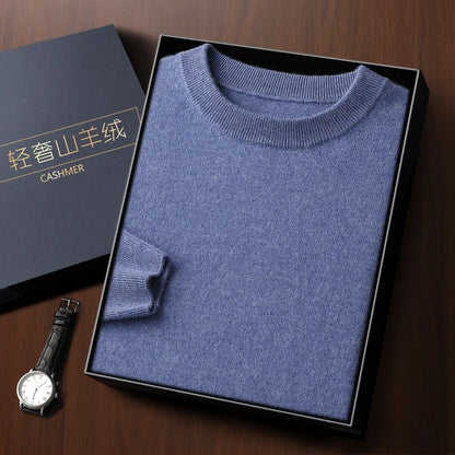 Fashion 100% Merino Wool Men's Sweater O-Neck Long Sleeve Pullover Spring Autumn Winter Basic Jumper Clothing Knitwear Tops