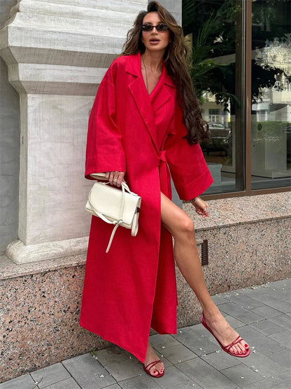 Tossy Casual Loose Lace-Up Dress Female Lapel Long Sleeve High Waist Solid Autumn 2025 New Bandage Dress Women's Commute Dress