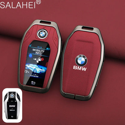 Leather Car Display LED Key Case Fob Cover Shell For BMW 3 5 7 Series G11 G12 G30 G31 X4 X5 X6 X7 i8 G32 G05 G07 X3 Accessories