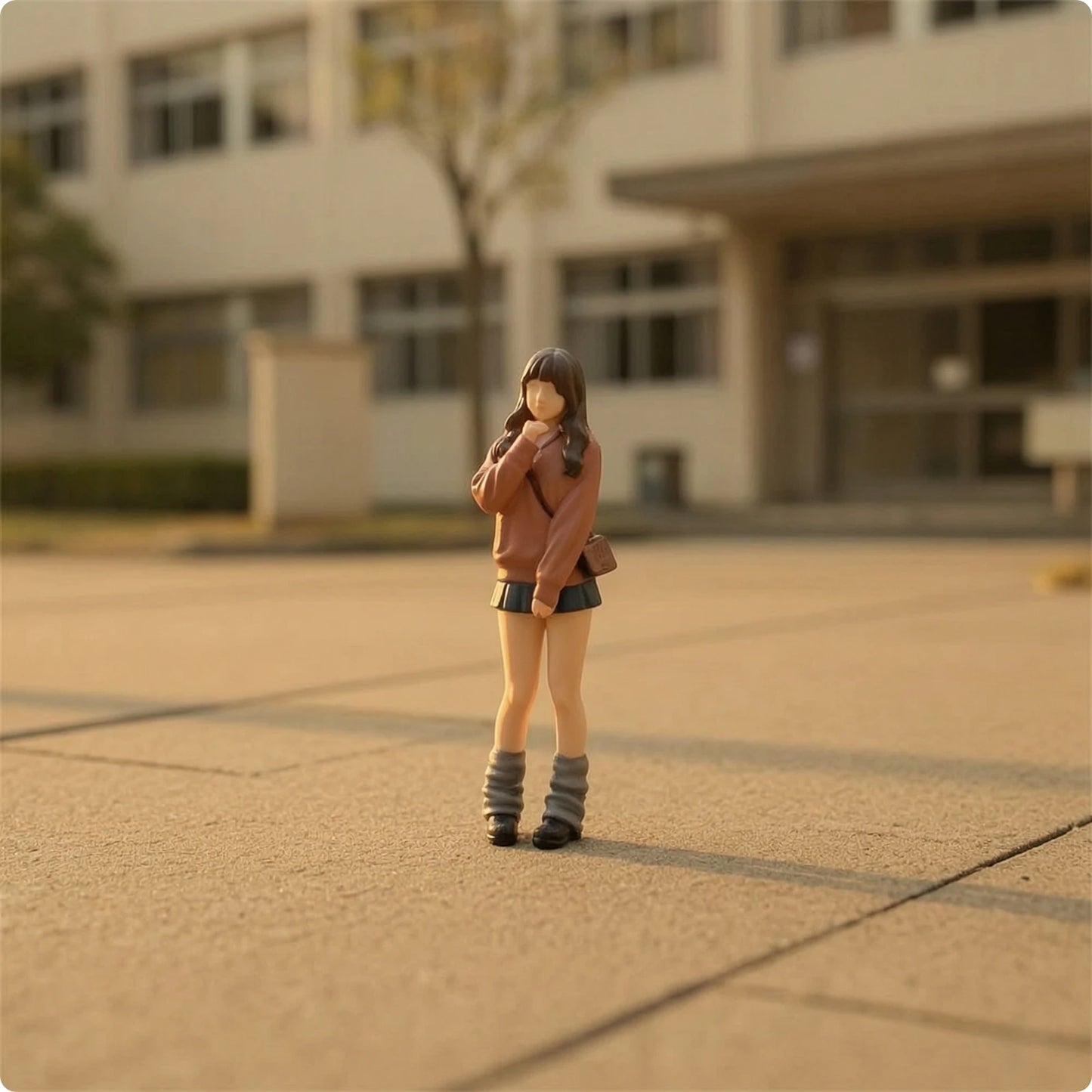 School Girl Miniature Hand-Painted 3D Printed Figurine for Hobbyists, Diorama, Model Scene