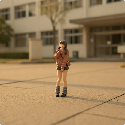 School Girl Miniature Hand-Painted 3D Printed Figurine for Hobbyists, Diorama, Model Scene