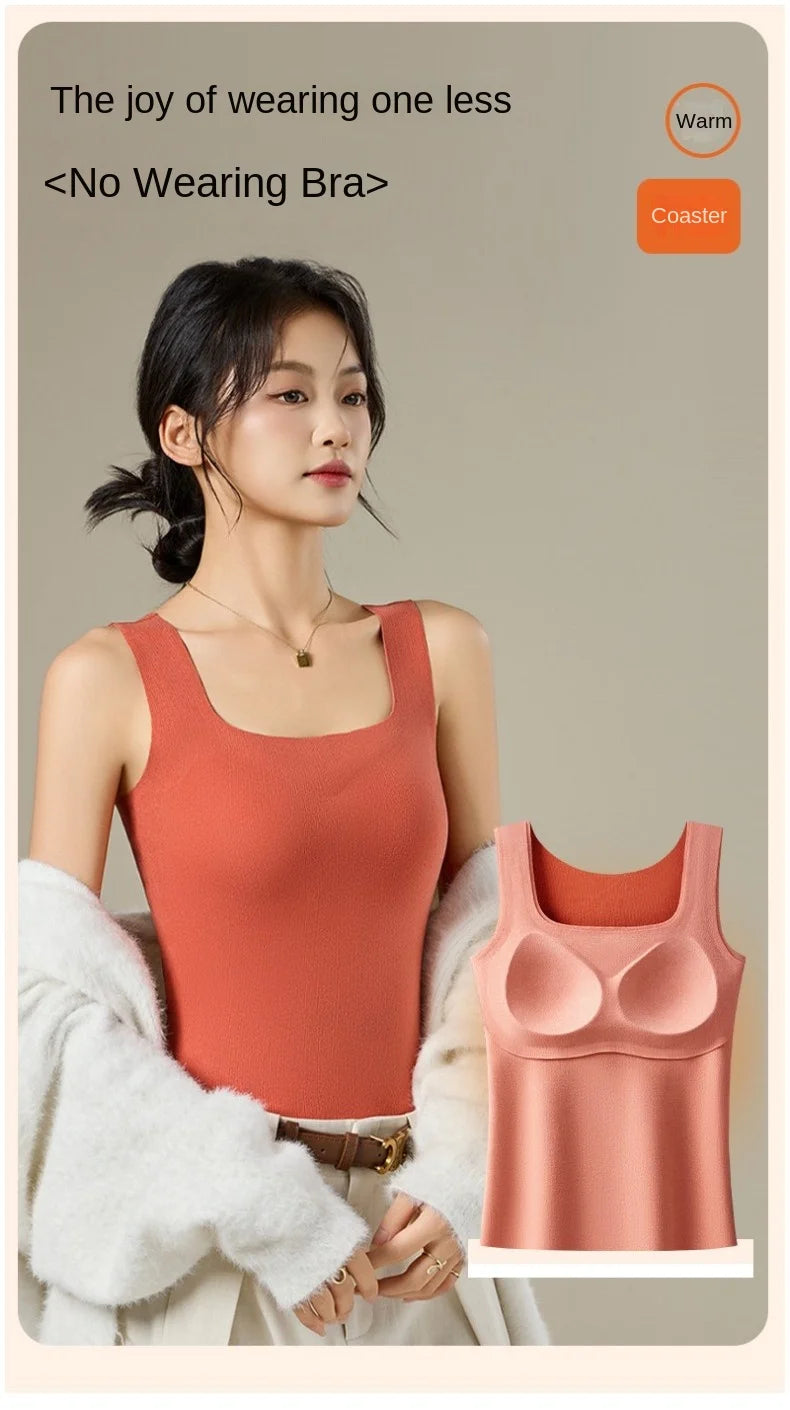 M-2XL For 40-75kg German Velvet Thermal Tank Top Women With Chest Pad Autumn and Winter Thickened Seamless Underwear