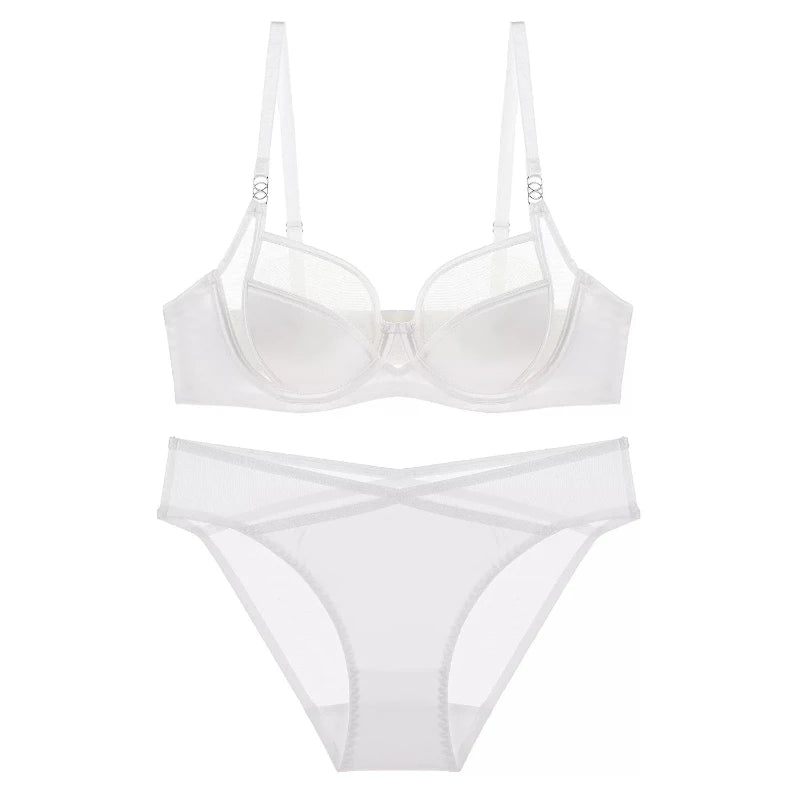 Women Stylish Summer Lingerie Set Satin Soft Wire Bra Push Up Support Anti Sagging Uplifting Minimizing Comfort Daily Wear