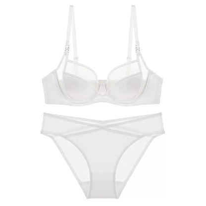 Women Stylish Summer Lingerie Set Satin Soft Wire Bra Push Up Support Anti Sagging Uplifting Minimizing Comfort Daily Wear