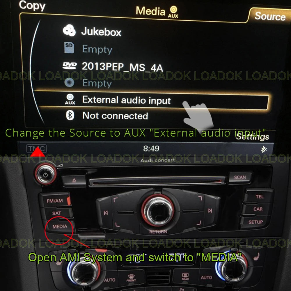 Car Bluetooth AUX Receiver USB Cable Adapter for VW Audi 2G 3G MMI Systems A4 A5 A6 Q5 Q7 Audio Media Input AMI MDI Interface