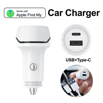 Car Charge GPS Locator Tracker Android & IOS 20W USB Phone Fast Charging Type C QC3.0 With iPhone Google Find My Official App