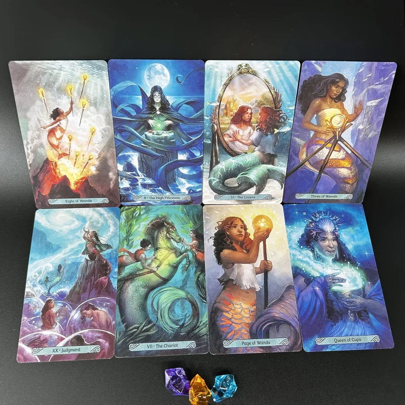 Mermaid Tarot Card Deck，With Beginner's Guide，High Quality Fortune Telling Oracle Cards，Board Games for Party Entertainment and