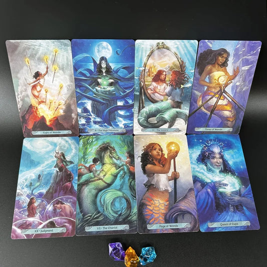 Mermaid Tarot Card Deck，With Beginner's Guide，High Quality Fortune Telling Oracle Cards，Board Games for Party Entertainment and