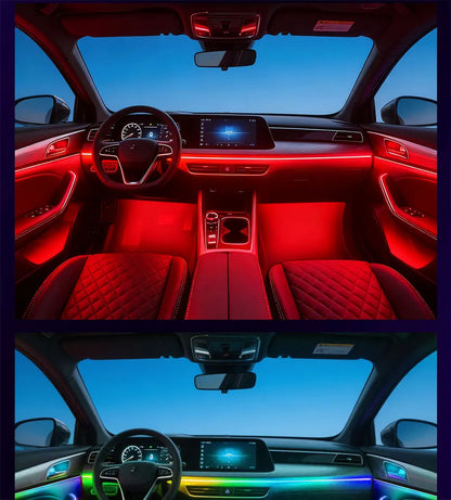 6/10/14/18in1 Led Acrylic Car Waterfall Lamp Ambient Light 213 Rainbow Color Symphony APP Remote Controll Atmosphere Lamp Kit