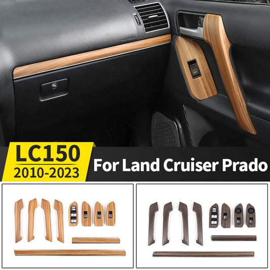 For Toyota 2010-2023 Land Cruiser Prado 150 LC150 Wood Grain Door Handle Armrest Interior Upgrade Accessories Replacement Parts