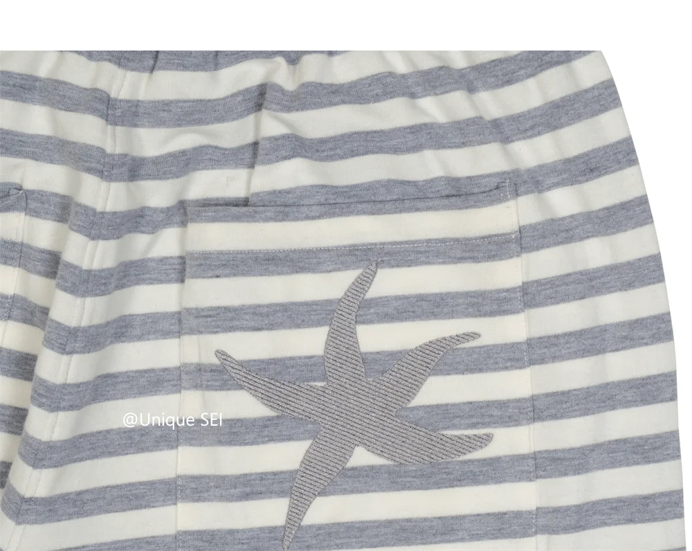 Unique Street Style Korean Lazy Star Embroidery Striped Sweatpants Casual Sporty Long Trousers for Women Straight Leg Pants