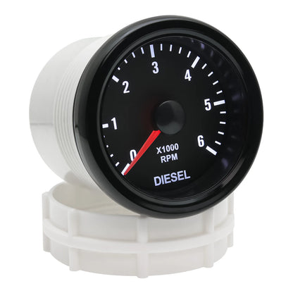 New 52MM 0-6000 RPM Tachometer White Backlight Tacho Meter Electrical Tachometer Gauge For 1-20 Cylinder Diesel Engine Car 12V
