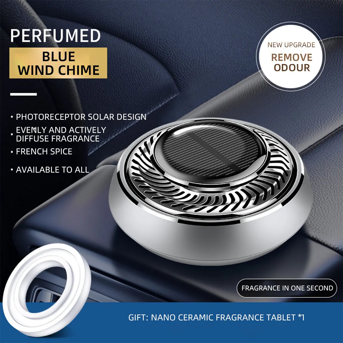1pcs Solar Aromatherapy Car Interior Air Freshener Center Console Decoration Rotatable Rotation Fragrance Ornament Air Freshener