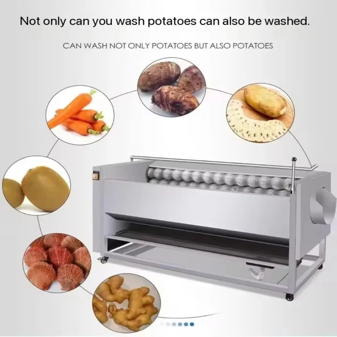 Vegetables and Fruits Automatic Commercial Potato Ginger, Lotus, Papaya Sweet Potato Cleaning Roller Washing and Peeling Machine