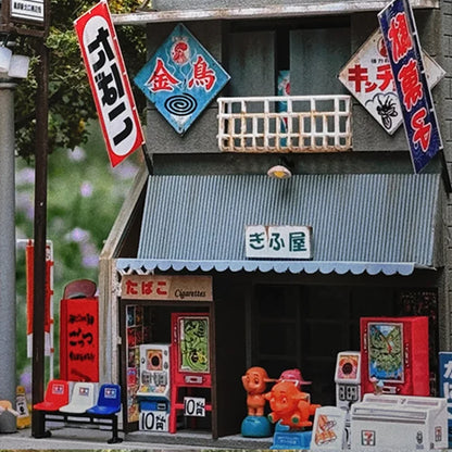Diorama 1/64 Garage Model City Street Factory Building Scene Parking Lot Model for Die-Cast Car Display Case
