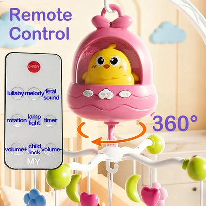 360° Bird Musical Remote Control Baby Crib Mobile Rotating Soft Light Bed Bell Toy Timing Hanging Infant Newborn Bedside Gift