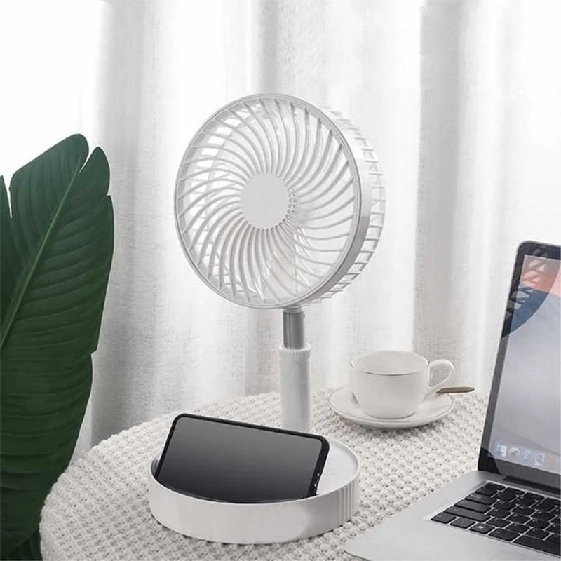 Foldable Portable Rechargeable Table Electric Fan Mini Usb Charging Office Home Telescopic Fan Low Noise Living Desk Fan