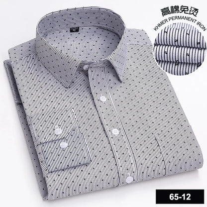 Men's High-quality Fashion Casual Print Plaid Stripe Long Sleeve Shirts Single Pocket Comfort Fit Business Formal Office Blouses