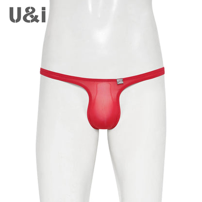 U＆I Men's Sexy Thong Underwear Ultra-Thin Micro-Transparent One-Piece Upward No Pouch Innerwear