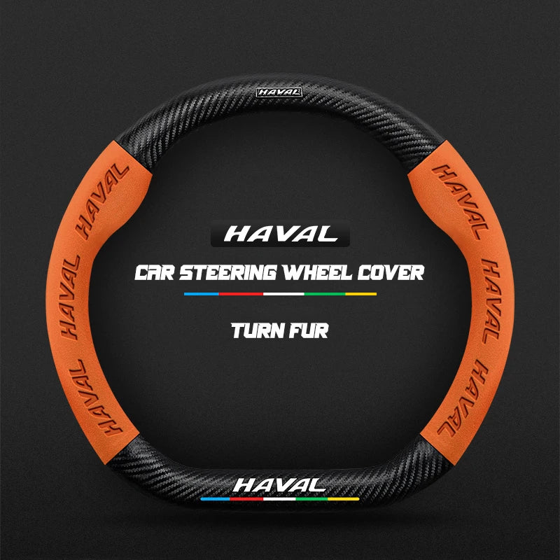 38cm Suede Leather Car Steering Wheel Cover for Haval H1 H2 H3 H4 H5 F7X H6 H7 H9 GMW M4 M6 F7 F50 C50 2011-2023 Jolion