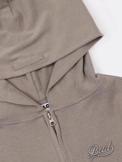 American Style Slim Fit Hoodie Embroidered Zipper Jacket Women Casual Versatile Autumn Outerwear Long Sleeve Short Length