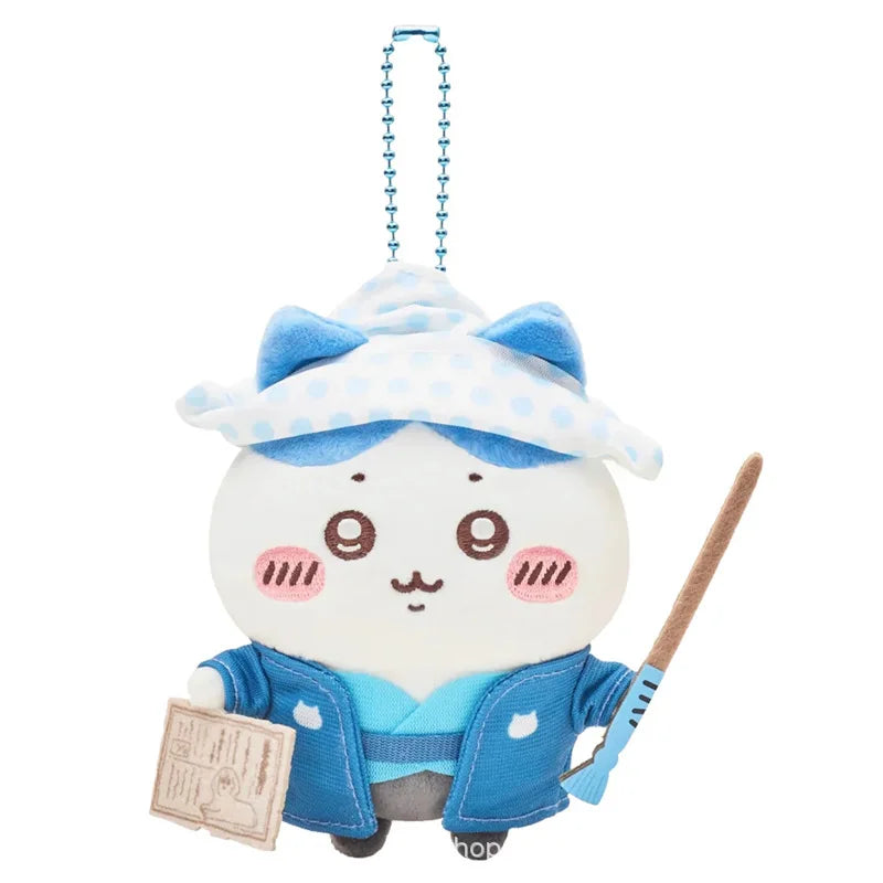 jiyi Edo Samurai Plush Keychain Japanese Anime Cute Usagi Hachiware Ushachi Pendant Soft Fluffy Bag Charm Accessory for Fans
