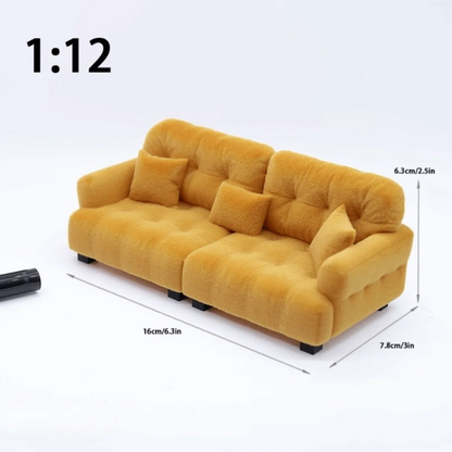 New 1:12 1:20 1:30 Flocking Sofa Model Simulation Dollhouse Decoration Living Room Furniture Mini Sofa House Accessories
