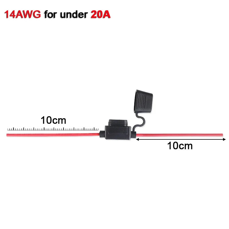 5pcs10A 20A 30A 50A fuse Power Socket Waterproof Mini Small Medium Auto Fuse Holder 16/14/12/10AWG Car Blade Fuse wire cable