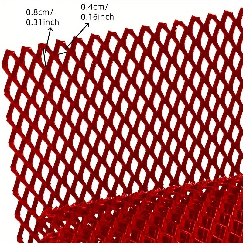 Diamond Pattern Red Blue Universal Car Grille 33x100cm Aluminum Mesh for DIY Cutting and Vehicle Modification